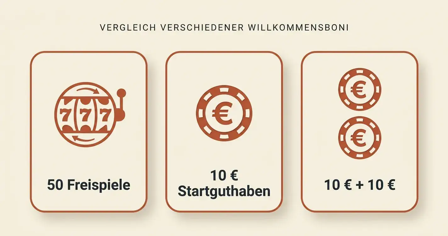 Drei Bonusvarianten ohne Einzahlung: Freispiele, Echtgeld-Startguthaben und Einzahlungsbonus im Vergleich