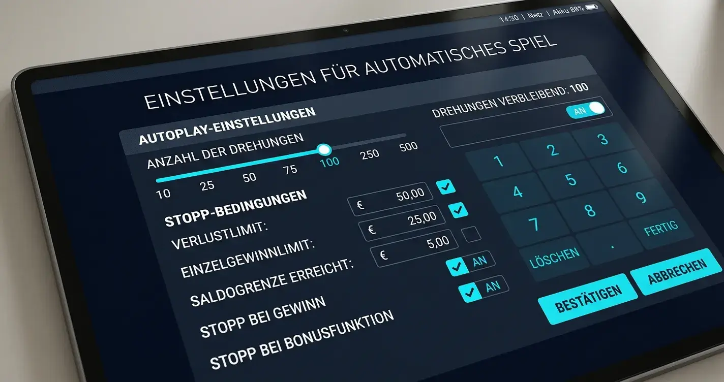 Detailansicht Autoplay-Einstellungsmenü mit Parametern