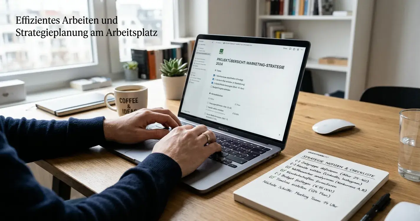 Person am Laptop mit Notizen und Casino-Strategie