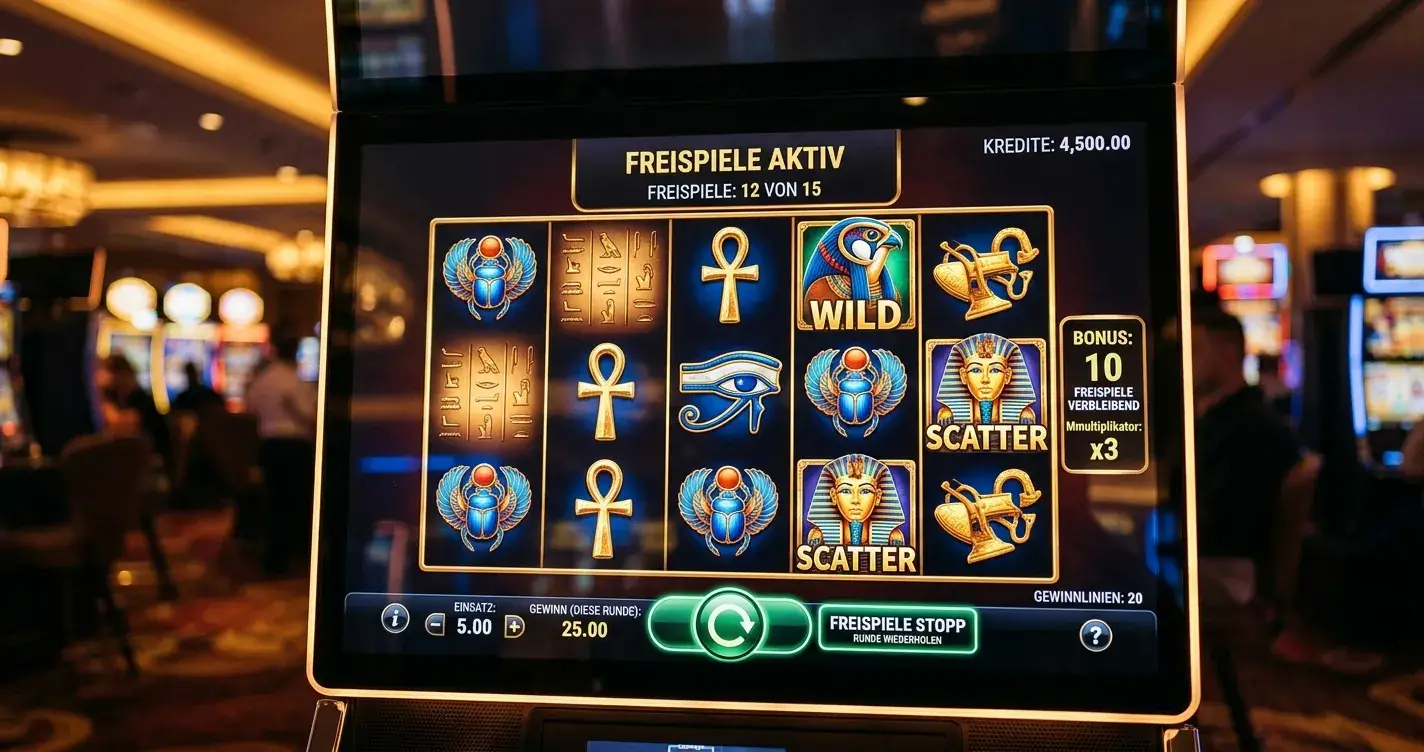 Freispiele-Symbole und Bonusguthaben auf Casino-Interface