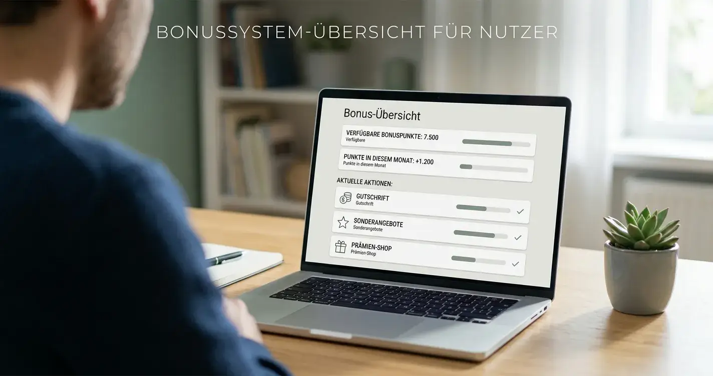 Laptop mit neutralem Überblick über Casino-Boni ohne Einzahlung