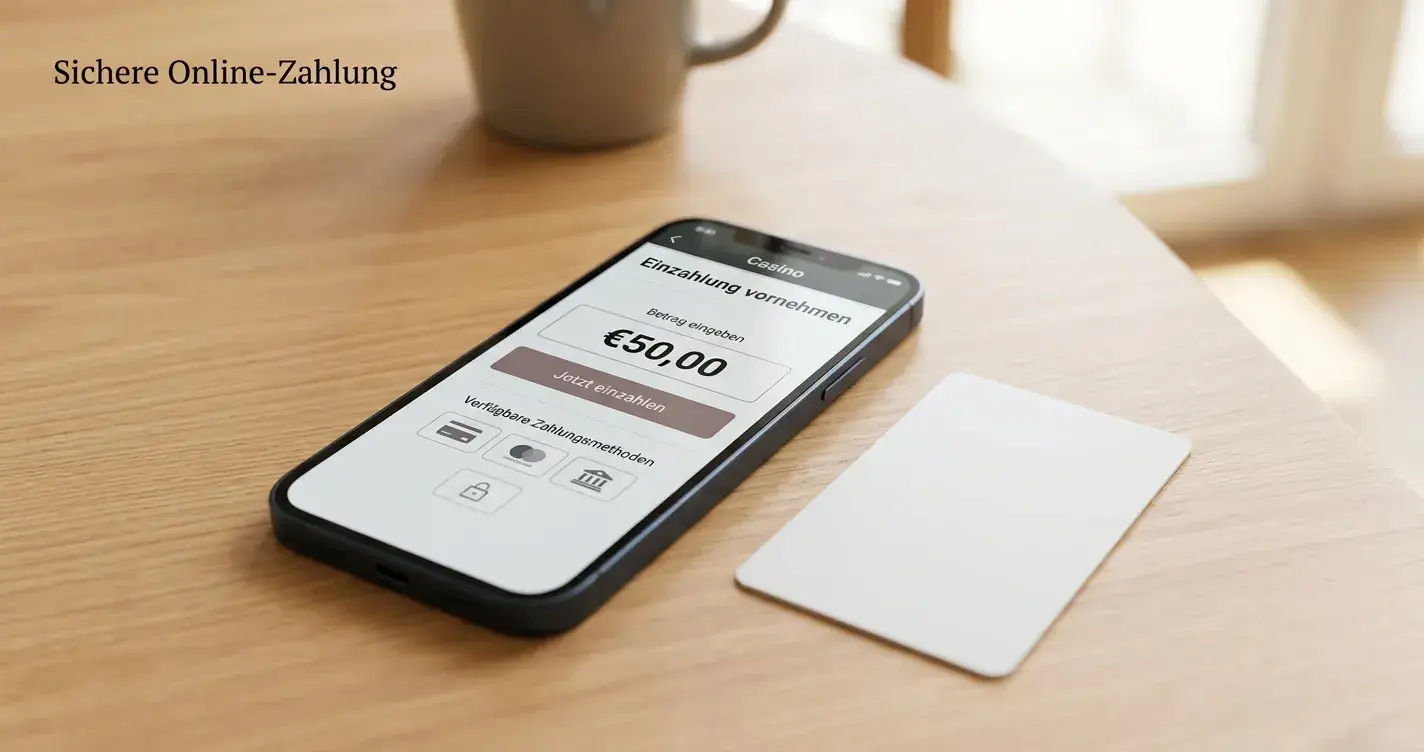 Smartphone mit Casino-Einzahlungsbildschirm und Kreditkarte daneben