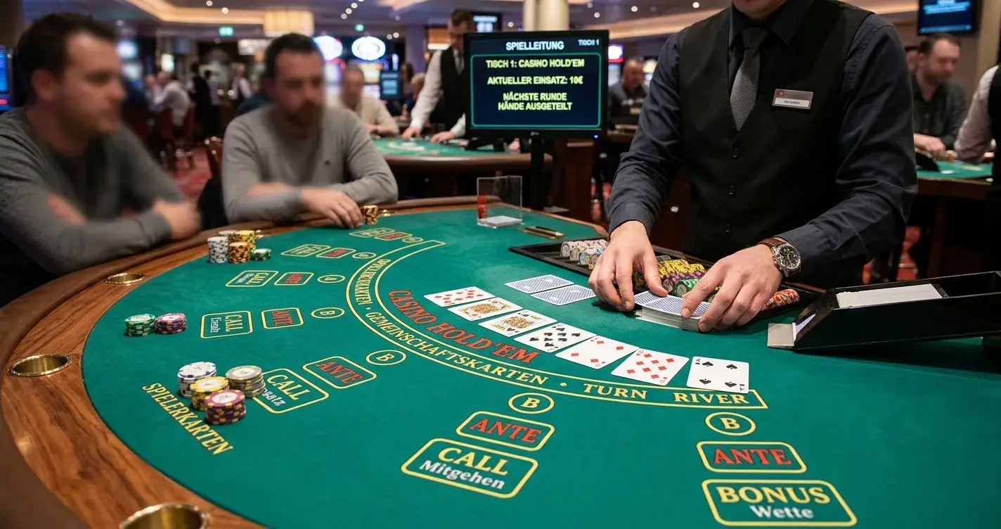 Casino Hold'em Live-Dealer-Tisch mit Spieler gegen Dealer