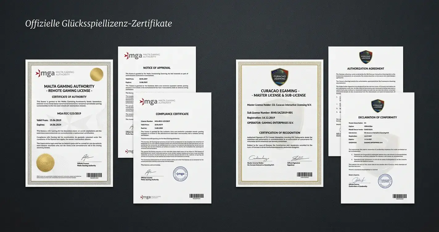 Vergleichsübersicht internationaler Casino-Lizenzen auf Dokumenten