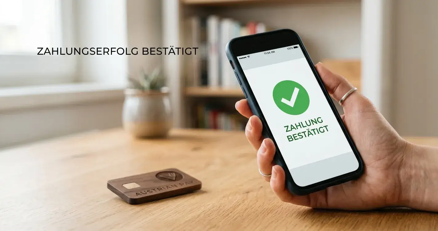 Smartphone mit Magenta-Zahlungsbestätigung auf dem Display, daneben ein Casino-Chip-Symbol auf einem Schreibtisch