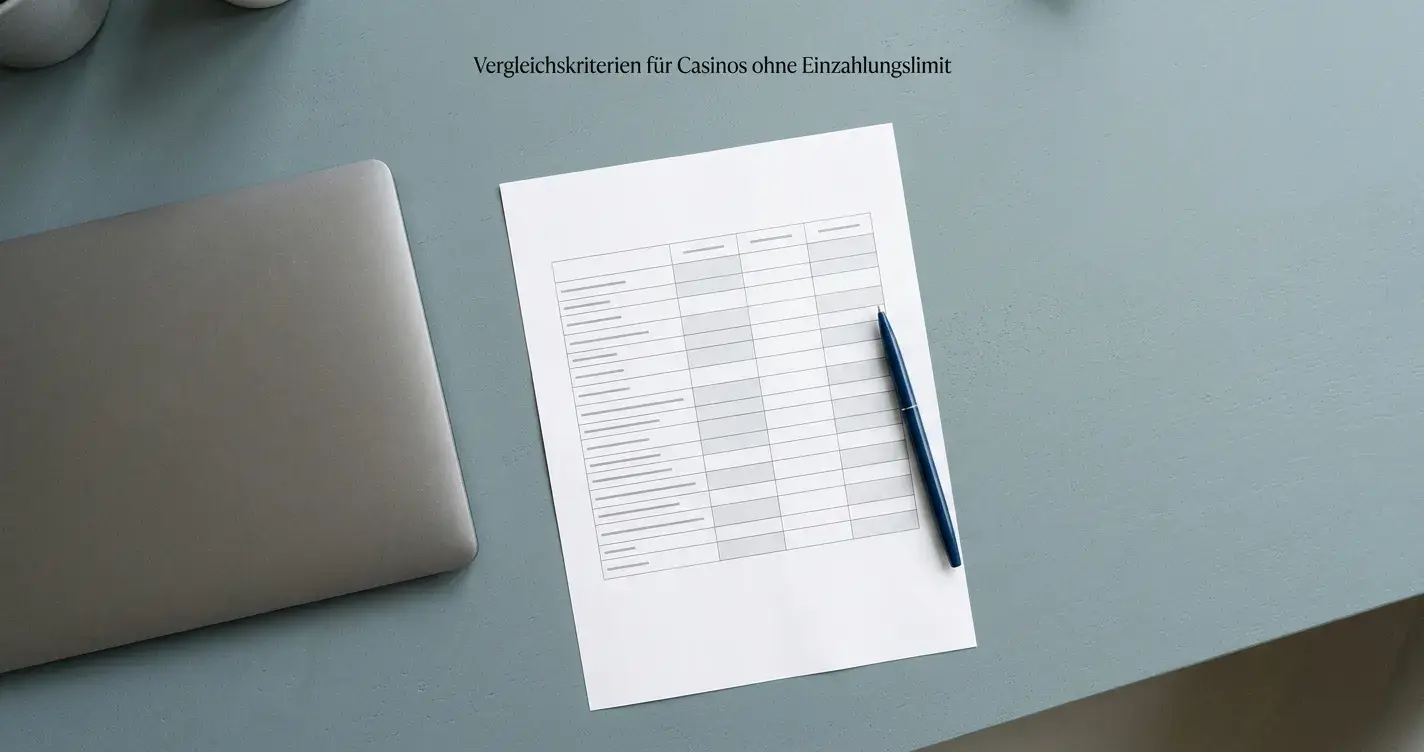 Schreibtisch mit einem neutralen Vergleichsbogen mehrerer Anbieter ohne Logos