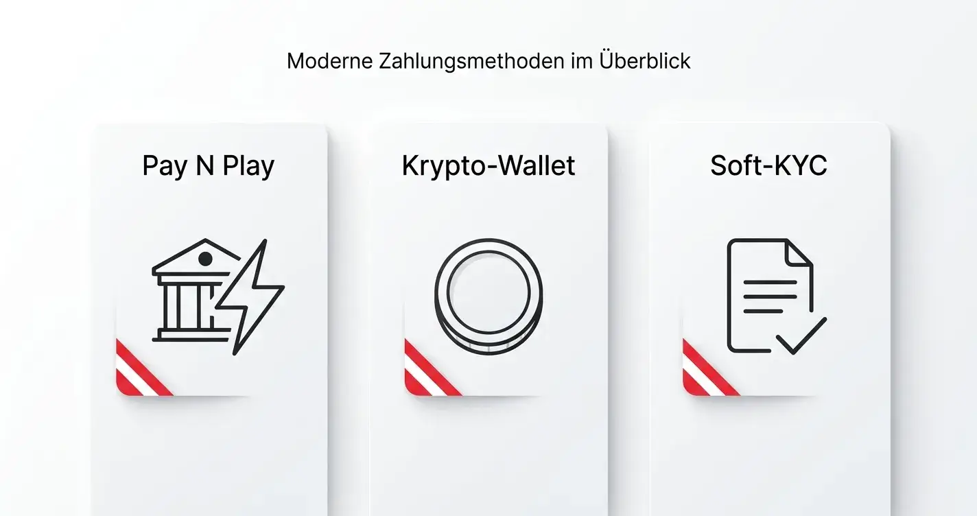 Vergleichsübersicht von neun Online-Casinos ohne Konto für österreichische Spieler