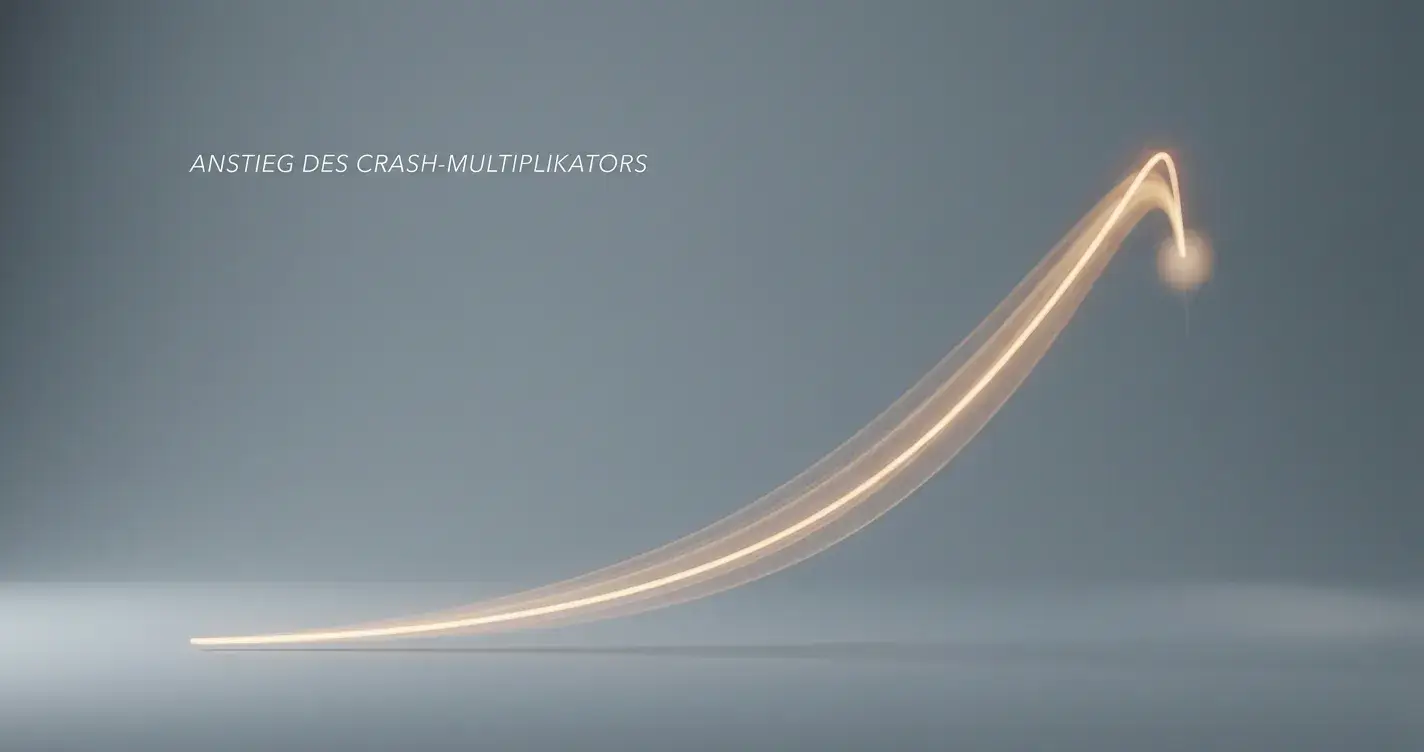 Abstrakte Darstellung einer steigenden Kurve auf neutralem Hintergrund — Visualisierung des Crash-Multiplikators bis zum Absturz
