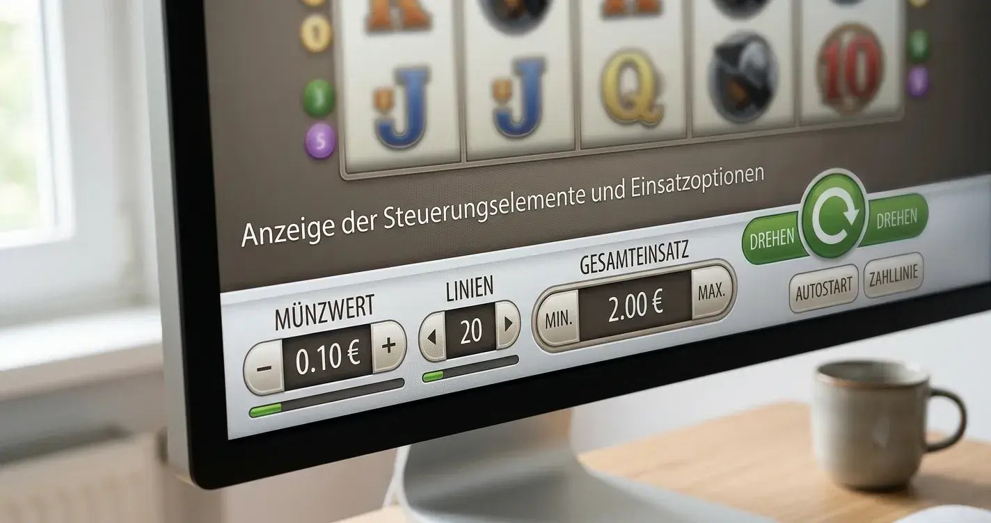 Nahaufnahme des Spielfensters mit Einsatzfeldern und Gesamteinsatz-Anzeige