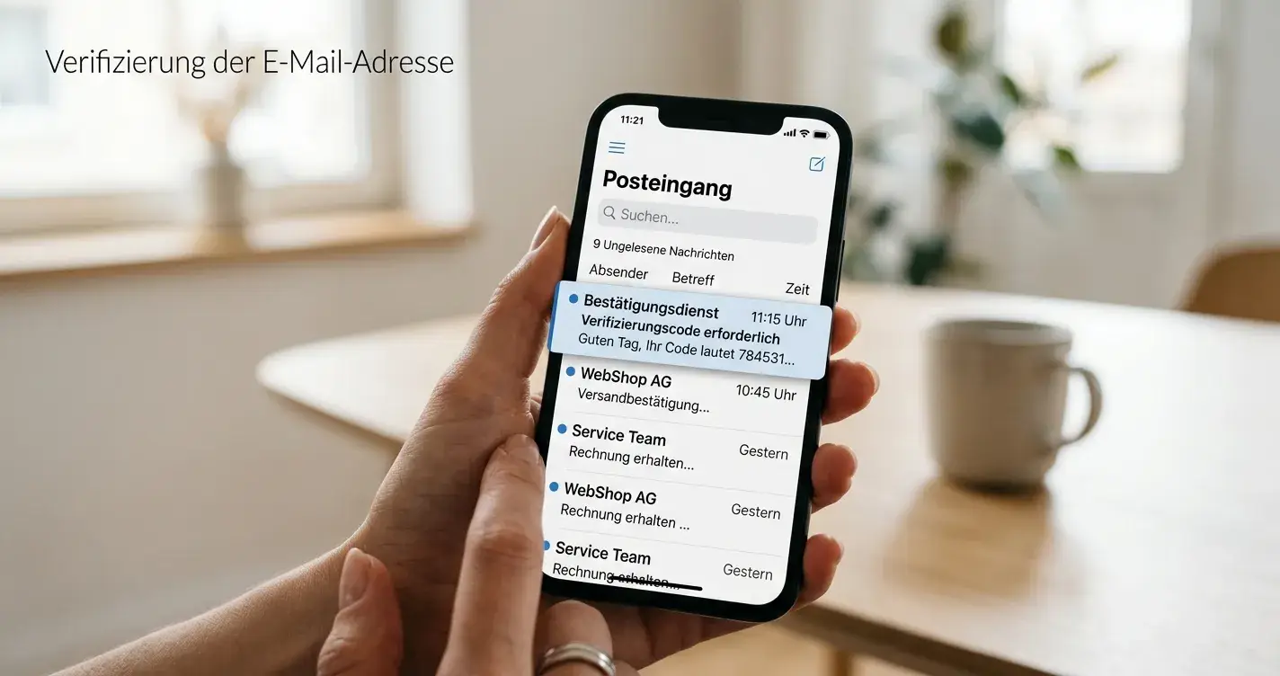 E-Mail-Verifizierung auf Smartphone-Bildschirm