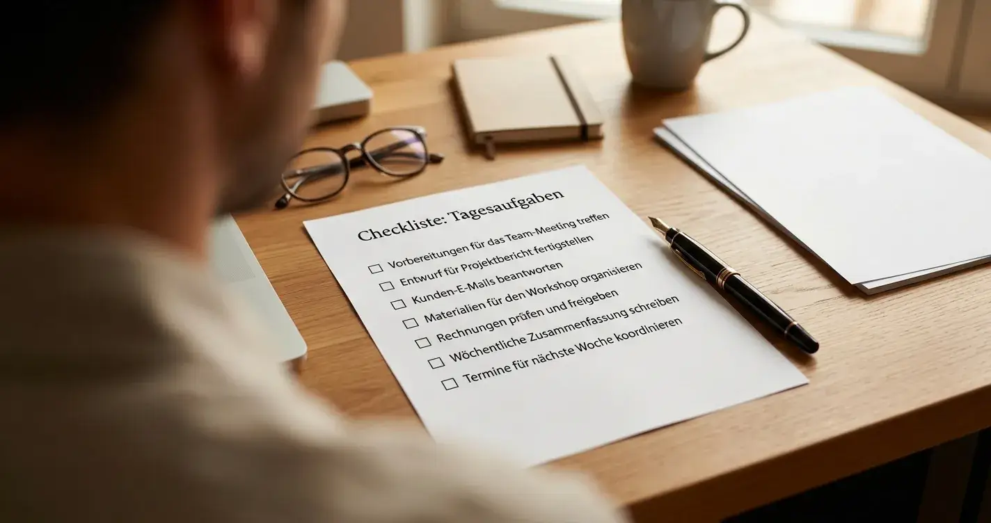 Checkliste zur Prüfung von Freispiel-Angeboten mit Stift und Brille