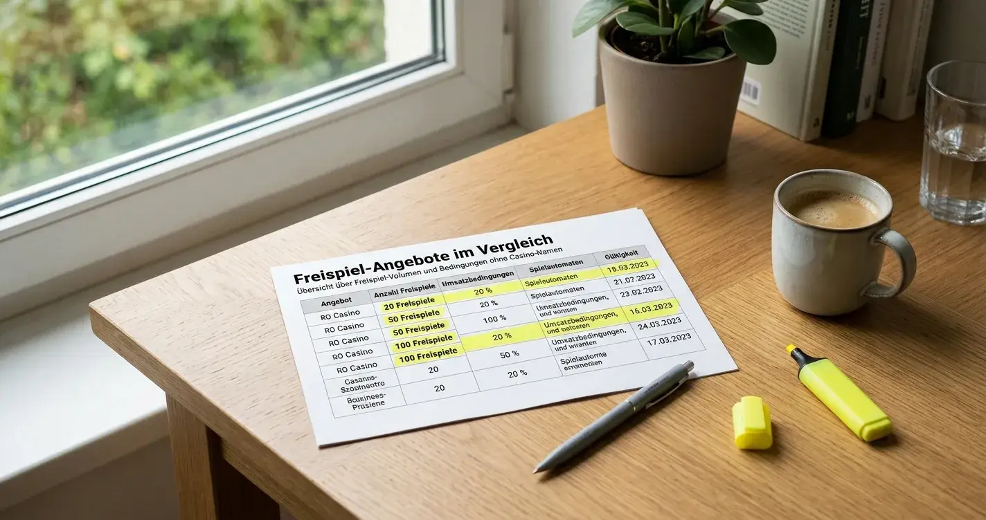Vergleichstabelle verschiedener Freispiel-Volumen