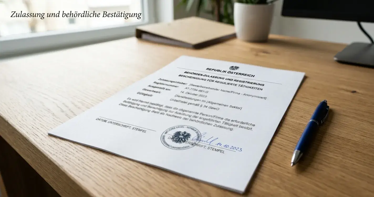 Österreichisches Glücksspielgesetz-Dokument mit Lizenz-Siegel