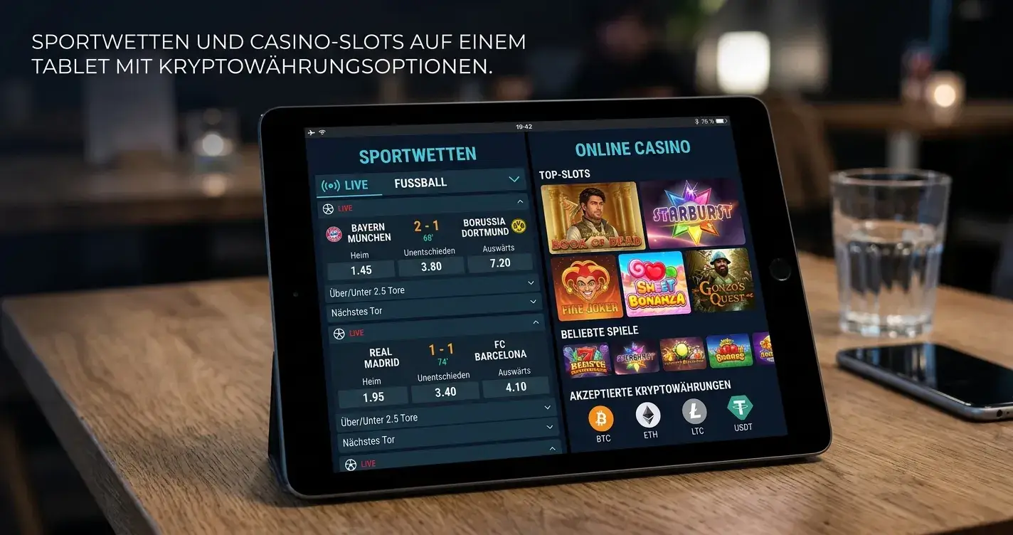 Smartphone mit Sportwetten-Interface und Krypto-Wallet-Balance
