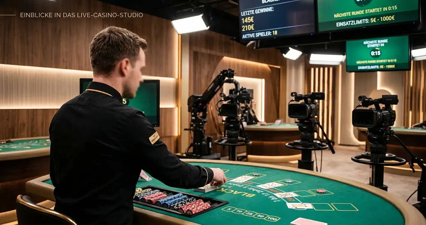 Evolution Live-Casino-Tisch mit professionellem Dealer-Setup