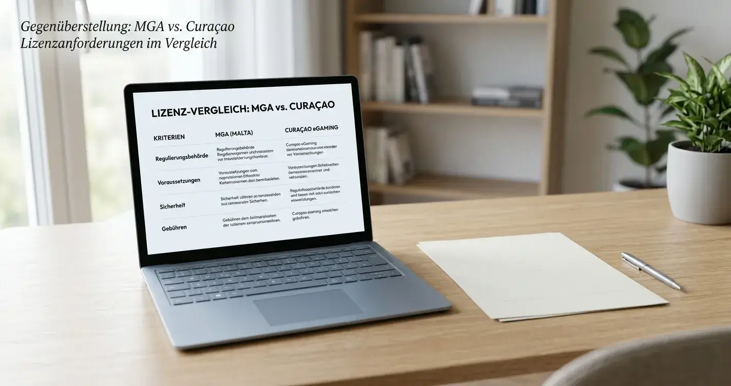 Neutrales Lizenzdokument ohne Wappen auf einem Schreibtisch neben einem Laptop