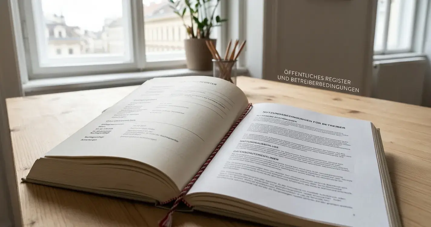 Offene amtliche Liste und neutraler Anbieterbeleg auf einem hellen Schreibtisch