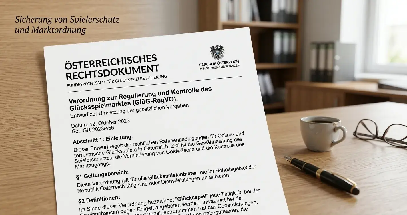 Österreichisches Glücksspielgesetz und win2day Logo auf offiziellem Dokument