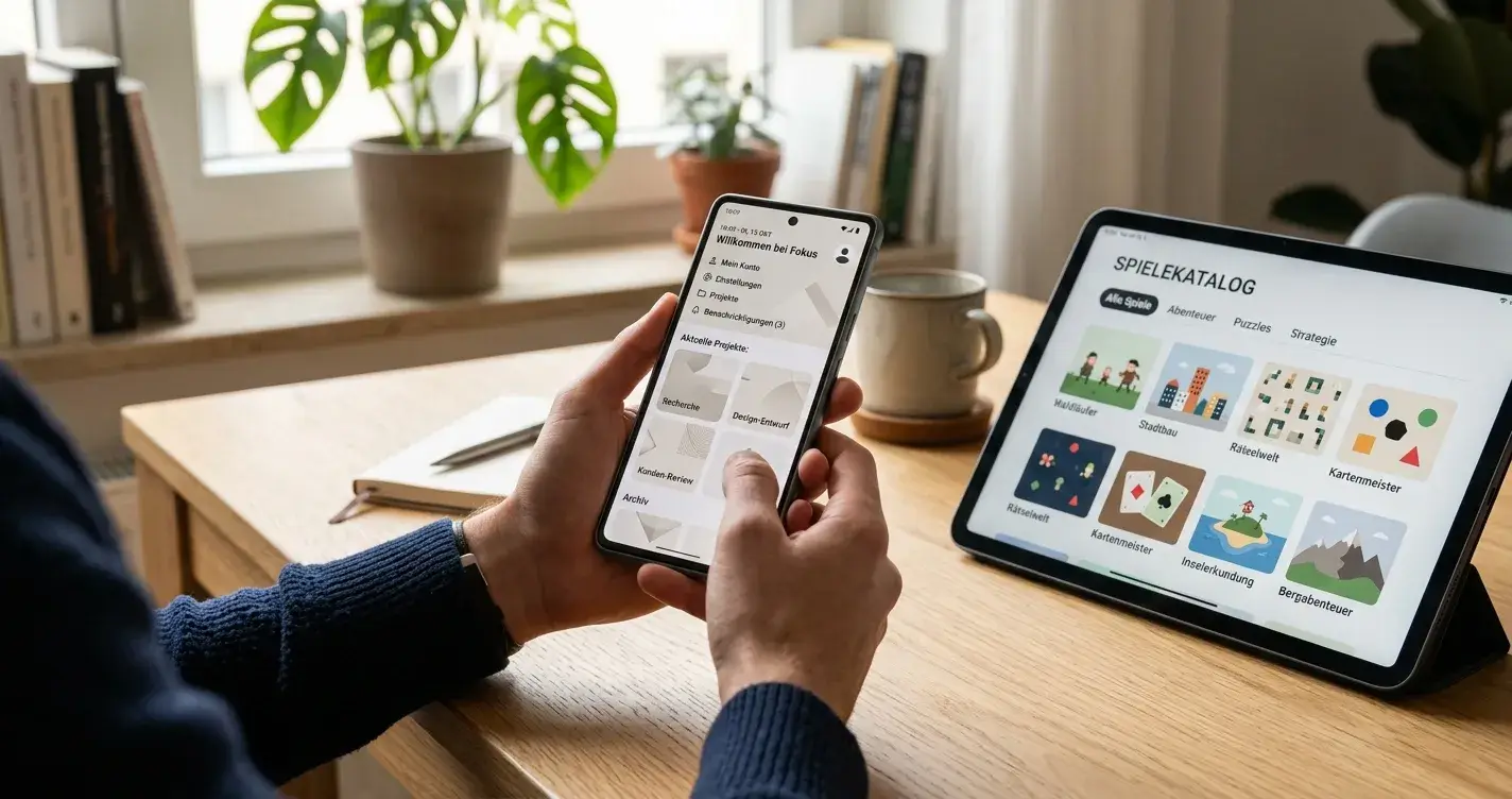Österreichisches Online-Casino-Interface auf einem Smartphone und Tablet