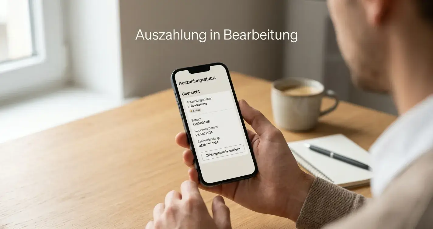 Person prüft eine Auszahlung auf einem Smartphone
