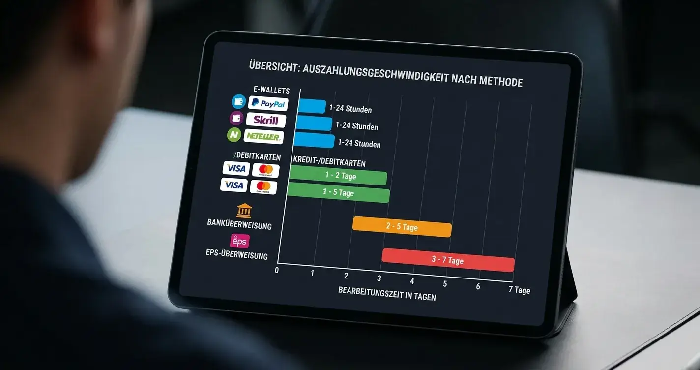 Vergleichsgrafik Auszahlungsgeschwindigkeit verschiedener Zahlungsmethoden
