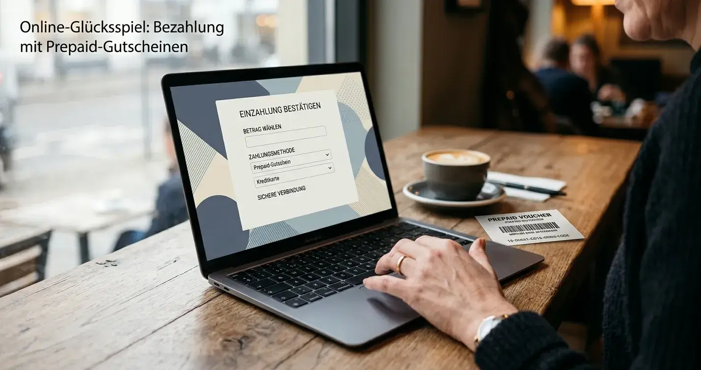 Neutrale Casino-Kasse mit Paysafecard-Auswahl auf einem Laptop