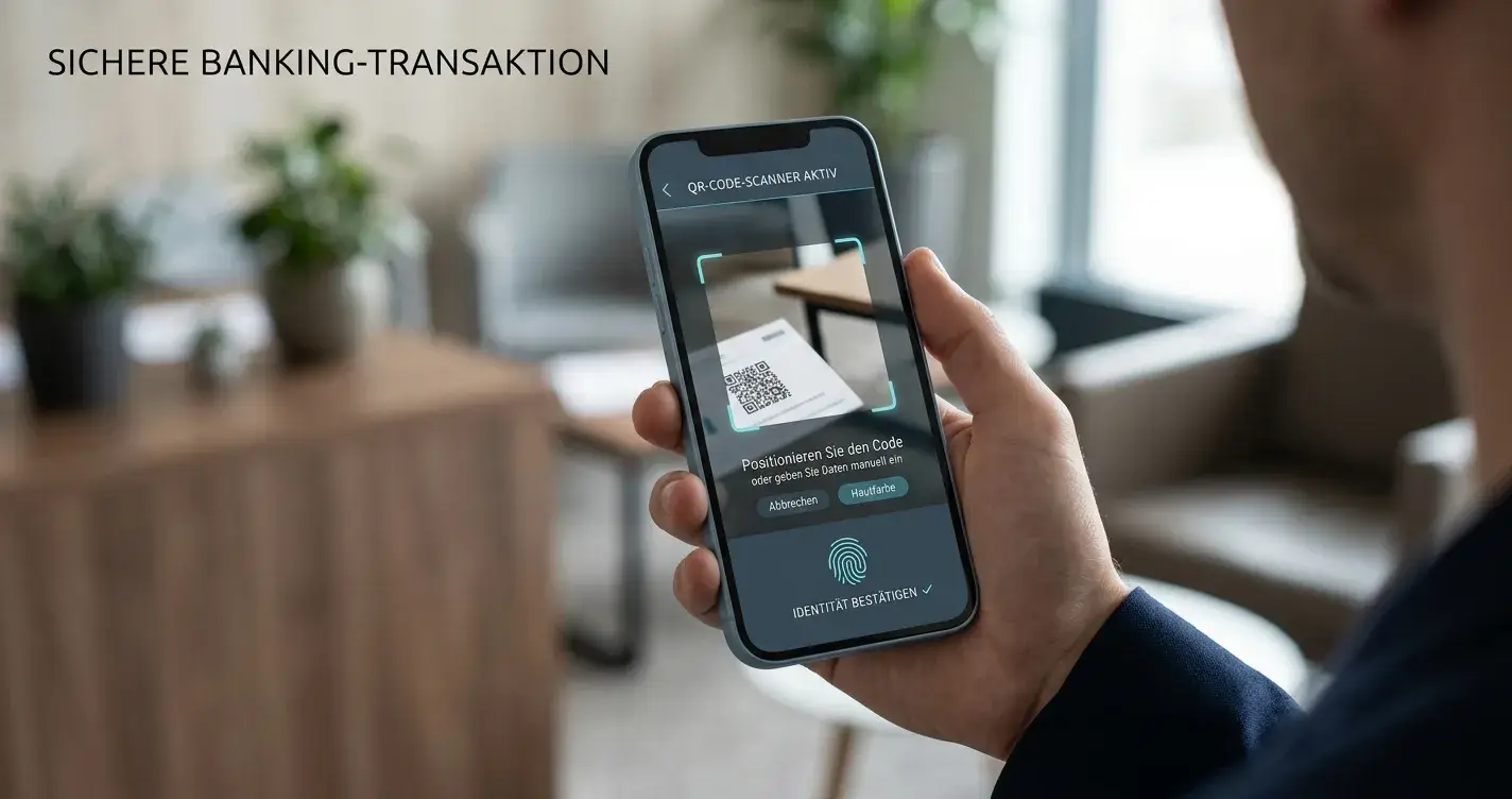 PostFinance Pay Ablauf – QR-Code scannen und Zahlung in der App freigeben