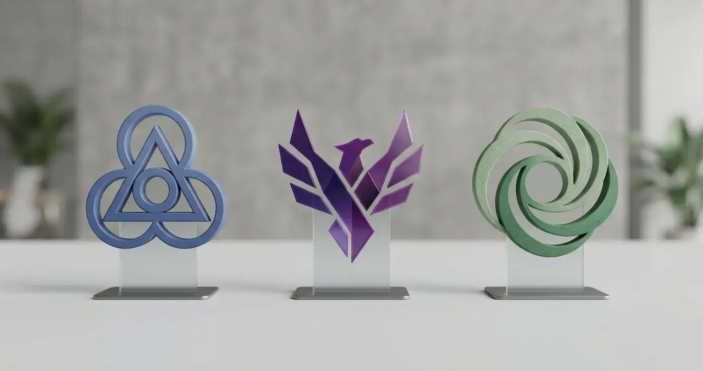 Logos von drei Slot-Providern auf neutralem Hintergrund ohne Markenzeichen