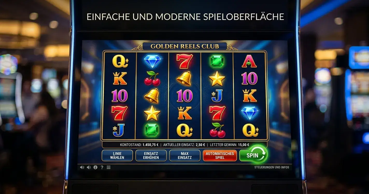 Verschiedene Slot-Spiele und Spielautomaten-Symbole auf Casino-Interface