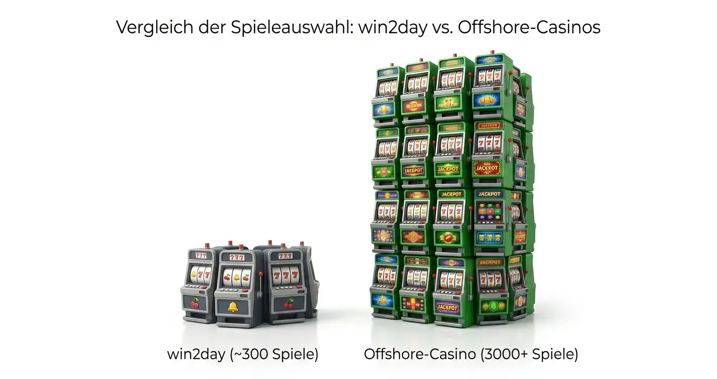 Spielautomaten-Übersicht bei Offshore-Casinos ohne Konto im Vergleich zu win2day