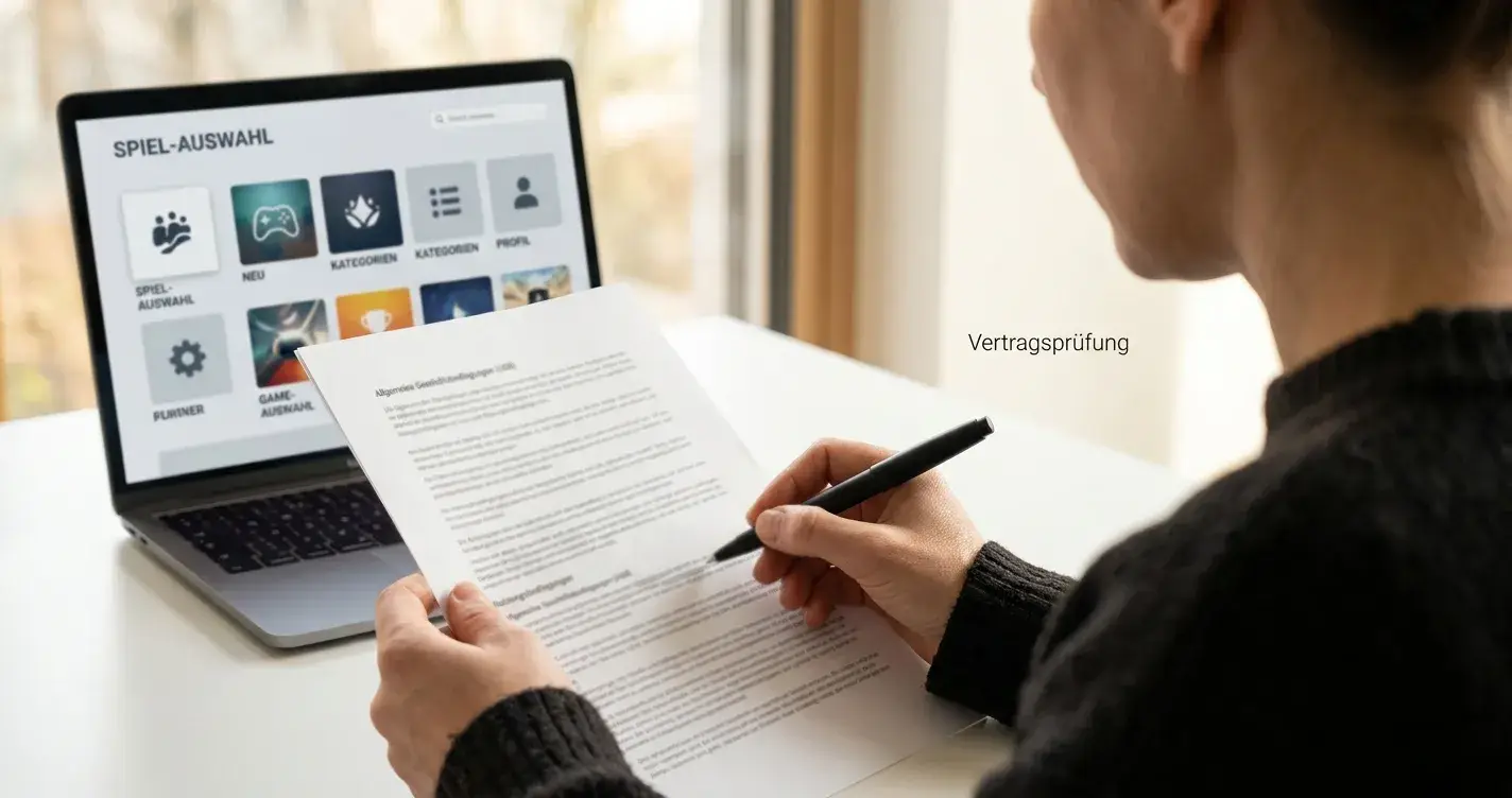 Person mit Stift und neutralem Dokument zu Bonusbedingungen