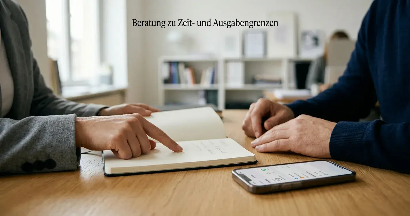 Ruhige Beratungssituation zu Spielerschutz, Zeitlimit und freiwilliger Selbstsperre