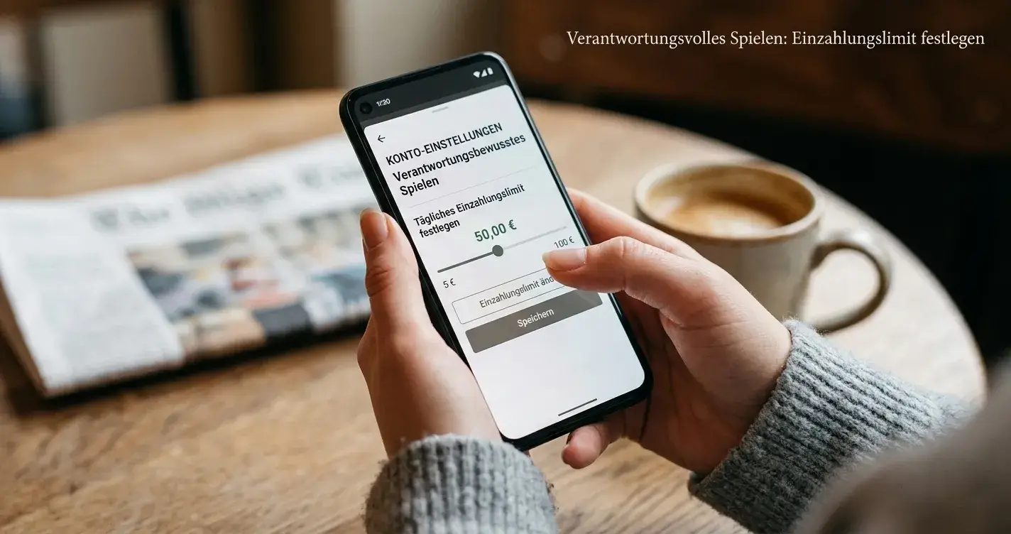 Person setzt Einzahlungslimit auf Casino-Konto über Smartphone