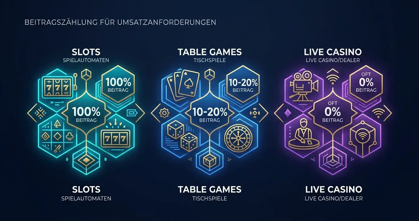 Spielkategorien und Bonuswertung bei Casino-Boni