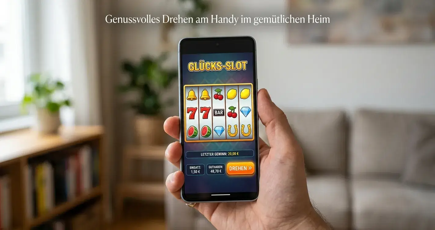 Smartphone mit geöffnetem Casino-Slot in Hochformat