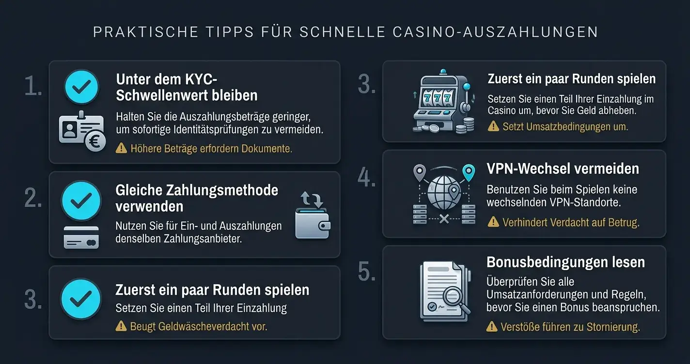 Praktische Tipps für problemlose Auszahlungen ohne Verifizierung