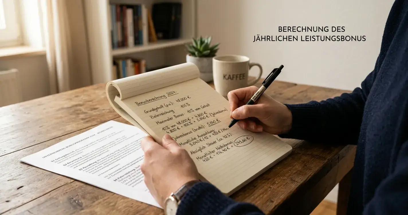 Notizblock mit handschriftlichen Umsatzberechnungen