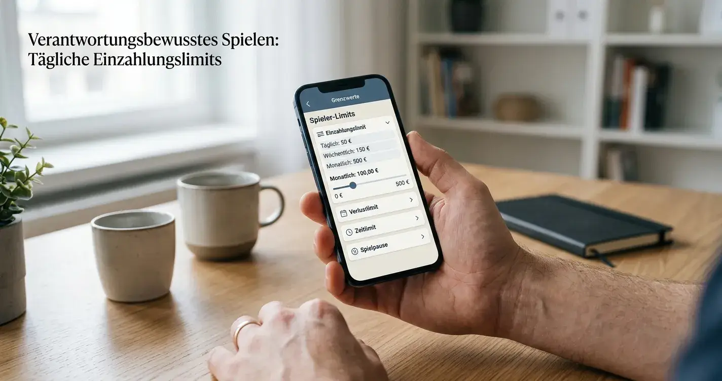 Person setzt Limit am Smartphone in Casino-App