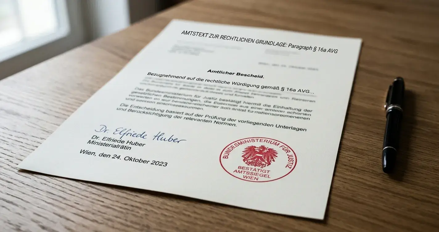 Dokument mit Paragraphenzeichen und österreichischem Rechtsstempel