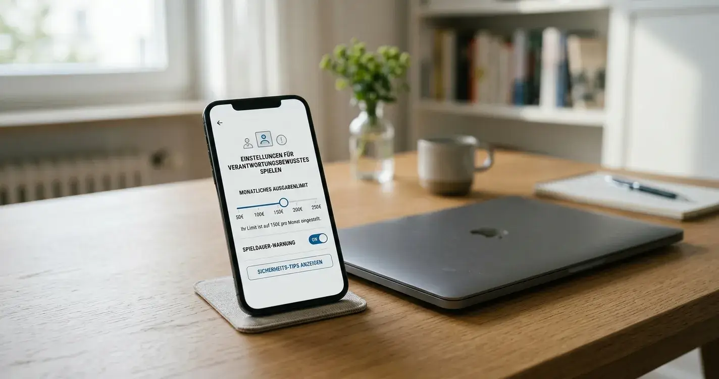 Smartphone mit neutraler Visa-Kassenansicht und gesetztem Einzahlungslimit