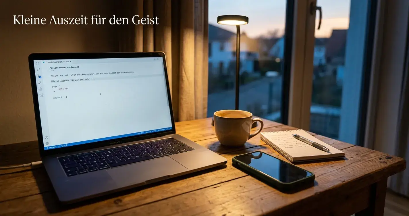 Ruhiger Arbeitsplatz mit Smartphone und verantwortungsvoller Spielpause