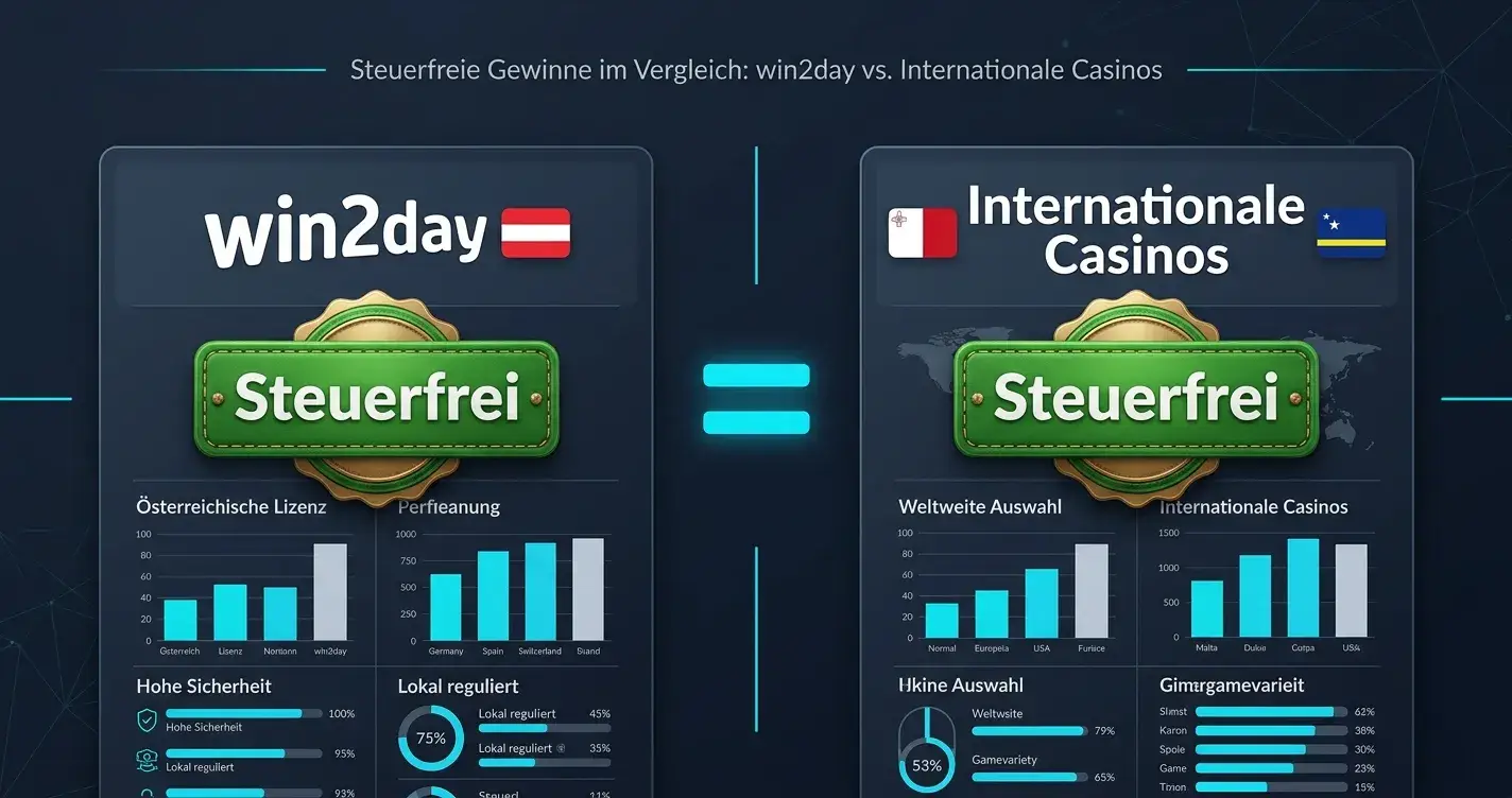Steuerliche Behandlung: win2day vs. internationale Online-Casinos im Vergleich