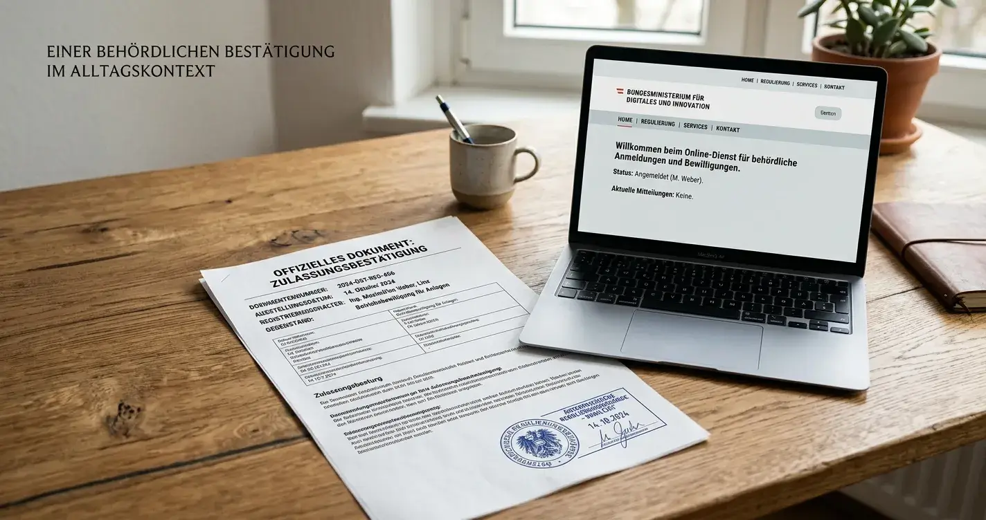 Österreichisches Lizenzdokument mit offiziellem Stempel